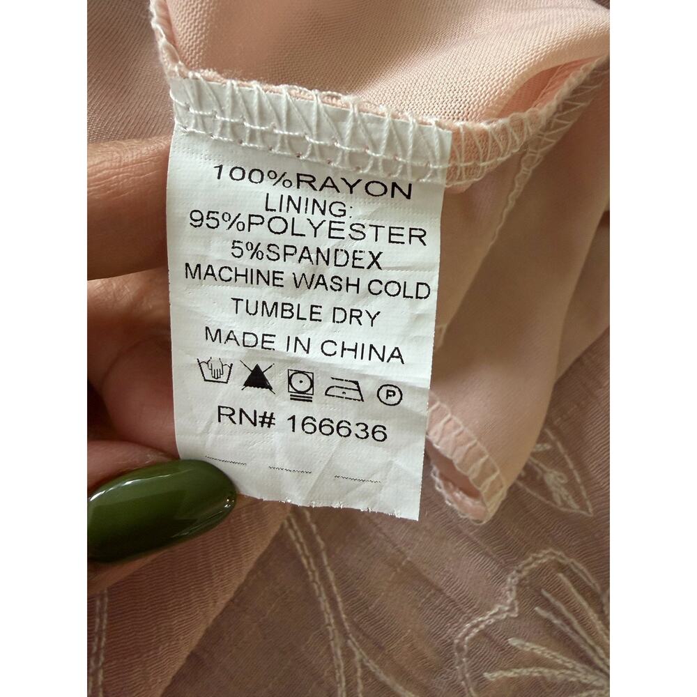 Kindred Embroidered Floral Midi Dress M Dusty Rose Zip Front Boho Cottagecore - Picture 9 of 9